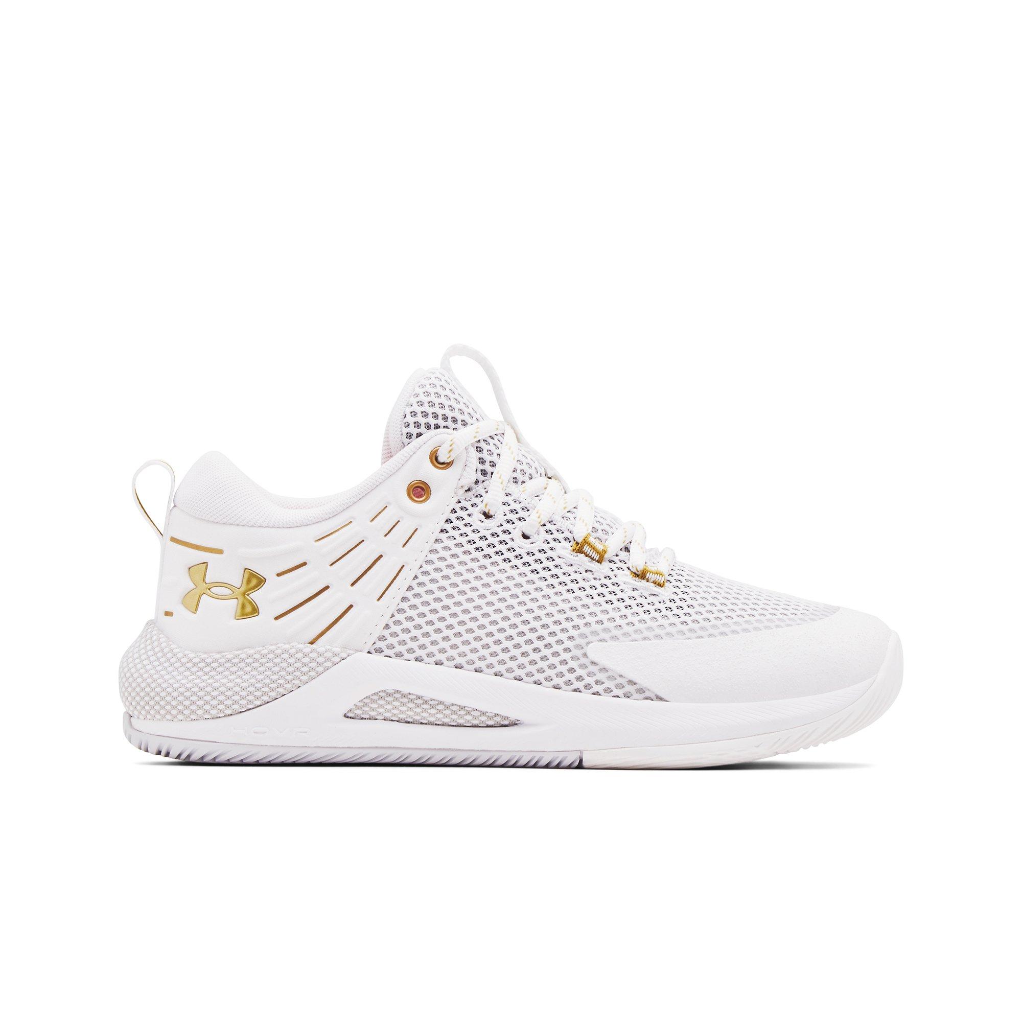 Under armour white on sale and gold volleyball shoes